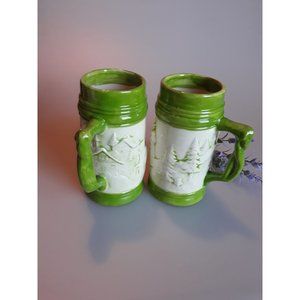 Hand Painted 16oz Ceramic Steins Pair- Man Cave Decorative Use Only